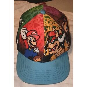 Super Mario Color Block Y2K snapback Youth Hat Cap Nintendo Games Streetwear